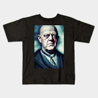 Digital Art Portrait of Aleister Crowley The Great Beast of Thelema Kids T-Shirt